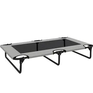 Buy PawHut Portable Raised Dog Bed, Elevated Pet Cot with Breathable Mesh for Indoor Outdoor, for Large Dogs, Light Grey