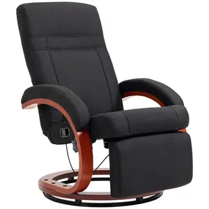 Buy 135&deg; Manual Reclining Swivel Chair, with Footrest - Black