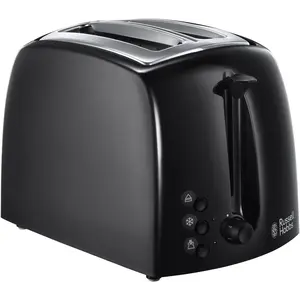 Buy Russell Hobbs Textures 2 Slice Toaster (Extra Wide Slots, 6 Browning levels, Frozen, cancel & reheat function with indicator lights, Removable crumb tray, 850W, Black matt & high gloss finish) 21641