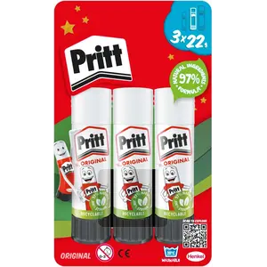 Buy Pritt Glue Stick, Safe and Child-Friendly Craft Glue for Arts and Crafts Activities, Strong-Hold adhesive for School and Office Supplies, 22 g (Pack of 3)
