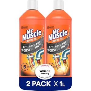 Buy Mr Muscle Drain Unblocker Liquid (2 x 1L), Sink & Drain Cleaner, Strong & Fast Acting Heavy Duty Gel Formula, Dissolves Clogs, Works 3x Better Than Bleach, Safe for All Pipes