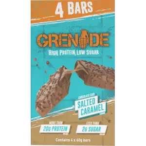 Buy Grenade High Protein Low Sugar Protein Bars Chocolate Chip Salted Caramel Flavour - 4 x 60g