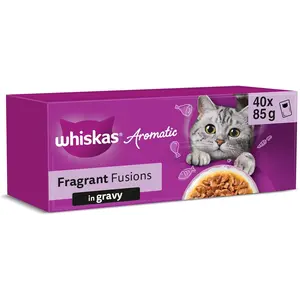 Buy WHISKAS AROMATIC Adult Wet Cat Food in Gravy 40x85g Fragrant Fusions