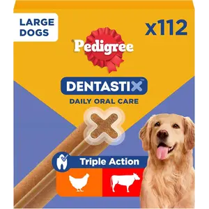 Buy PEDIGREE DENTASTIX - Dental Dog Chews - Adult Large Dogs 25kg+ - 4 x 28 Sticks - Megapack of Dog Dental Sticks