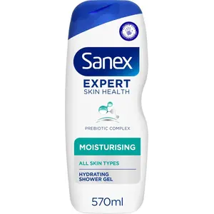 Buy Sanex Expert Skin Health Moisturising Shower gel 570ml - body wash for men & women - gently cleanses - hydrates & softens skin - 12h hydration - advanced prebiotic complex formula - vegan