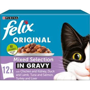 Buy FELIX Original Mixed Selection in Gravy Wet Cat Food 12x100g (Pack of 4)