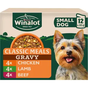 Buy WINALOT Meaty Chunks Small Dog Mixed in Gravy Wet Dog Food 12x85g Pouches (Pack of 4)