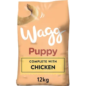 Buy Wagg Puppy Food Complete Dry Mix, 12 kg | Meaty Ingredients Come 1st - 100% Balanced with Natural Ingredients - Supports Digestive Health - For Growing Puppies