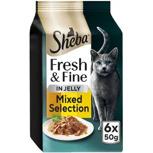Buy SHEBA Fresh and Fine Cat Pouches with Chicken and Turkey in Jelly 8x 6x50 g – Tasty Wet Cat Food with Chicken and Turkey