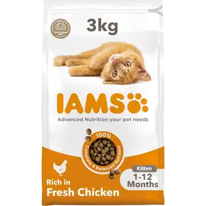 Buy IAMS for Vitality Dry Kitten Food with Fresh Chicken, 3 kg, Packaging may vary