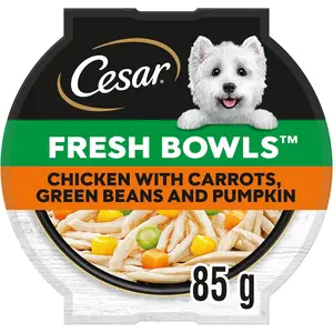 Buy CESAR Fresh Bowl Adult Dog with Chicken,Carrots,Beans,Pumpkin in Gravy 85g (Pack of 10)