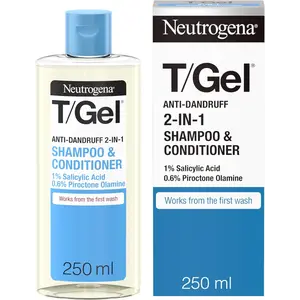 Buy Neutrogena T/Gel 2 in 1 Anti-Dandruff Shampoo and Conditioner (1x 250ml), Shampoo and Conditioner to Help Fight Dandruff From First Wash, Haircare for Soft, Shiny Healthy-Looking Hair and Scalp