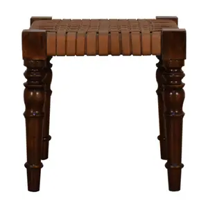 Buy Woven Leather Footstool