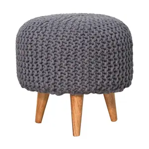 Buy Keeva Grey Round Footstool
