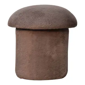Buy Mocha Faux Fur Mushroom Footstool