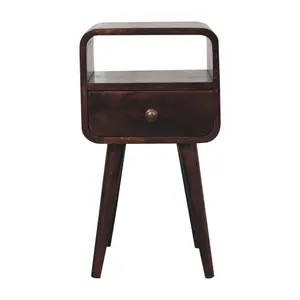 Buy Mini California Walnut Curved Bedside with Open Slot