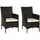 Buy 2 Pieces Outdoor PE Rattan Dining Chairs Set with Cushion, Garden Armchair with Armrests, High Backrest, Metal Frame Patio Wicker Furniture, Coffee