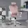 Buy Vinsetto High-Back Office Chair Velvet Style Fabric Computer Home Rocking with Wheels, Rotatable Liftable Headrest, Pink