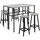 Buy 6-Piece Bar Table Set, 2 Breakfast Tables with 4 Stools, Counter Height Dining Tables & Chairs for Kitchen, Living Room, Grey