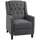 Buy Wingback Recliner Chair for Home Theater, Button Tufted Microfibre Cloth Reclining Armchair with Leg Rest, Deep Grey