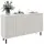 Buy Kitchen Sideboard Storage Cabinet for Living Room with Adjustable Shelves 4 Doors and Pine Wood Legs White