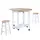 Buy 3PC Wooden Kitchen Cart Mobile Rolling Trolley Folding Bar Table Two Stools Dining Chair Storage Shelf w/2 Drawers & 6 Wheels