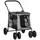 Buy Dog Pram Dog Stroller 4 Wheels Pet Pushchair with Rolling Door, Cushion, Safety Leashes, for Small and Medium Dogs, Grey