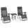 Buy 3pcs Folding Zero Gravity Chairs Sun Lounger Table Set w/ Cup Holders Reclining Garden Yard Pool, Dark Grey