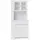 Buy 4-Door Kitchen Cupboard with Drawer, Freestanding Kitchen Cabinet with Glass Doors, Adjustable Shelves and Open Counter, White