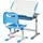 Buy Kids Desk and Chair Set, Height Adjustable Student Writing Desk, Children School Study Table with Tiltable Desktop, Drawer, Pen Slot, Hook - Blue