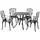 Buy 5 Pieces Garden Dining Set for 4, Cast Aluminium Outdoor Dining Set with 4 Armchairs and Round Dining Table with Parasol Hole, Garden Furniture Set, Brown