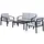 Buy 4pcs Garden Sofa Set 2 Single Armchair, 1 Bench & 1 Coffee Table Set Aluminum Frame Patio Furniture with Cushions, Black
