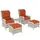 Buy 5 Pieces Rattan Bistro Set with Adjustable Back, Reclining Wicker Balcony Furniture with Cushions, Glass Top Coffee Table and Footstools, Outdoor Table and Chairs, Orange