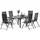 Buy 7 Piece Outdoor Dining Set with Extendable Table and 6 Folding Chairs for Patio, Balcony, Deck, Grey