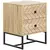 Buy Bedside Table Nightstand Two-Drawer Bedroom Storage Unit Zig Zag Design with Black Metal Handles, Natural