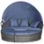 Buy PE Rattan Lounge Set, 5 Pieces Patio Conversation Furniture Set, Garden Round Sofa Bed with Cushion and Retractable Canopy, Grey
