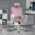 Buy Vinsetto High-Back Office Chair Velvet Style Fabric Computer Home Rocking with Wheels, Rotatable Liftable Headrest, Pink