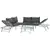 Buy 3 Pieces Garden Furniture Sets, 6 Seater Corner Sofa Set with Adjustable Backrest Chase Lounge with Slatted Metal Top Table, Padded Cushion, Grey