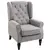 Buy Retro Accent Chair, Wingback Armchair with Wood Frame Button Tufted Design for Living Room Bedroom, Grey