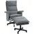 Buy Swivel Recliner Chair and Footstool, Upholstered Massage Recliner Armchair with Remote Control, Timer and Steel Base, Grey