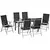 Buy 7 Piece Garden Dining Set, Outdoor Table and 6  Folding and Reclining Chairs, Aluminium Frame, Tempered Glass Top Table, Texteline Seats, Black