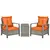 Buy 3 Pieces Rattan Bistro Set, Wicker Garden Furniture Set with Storage Coffee Table and Chairs, Thickened Cushions for Outdoor, Patio, Balcony, Orange