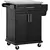 Buy Wooden Kitchen Island on Wheels, Serving Cart Storage Trolley with Stainless Steel Top, Drawer, Side Handle and Rack, Black