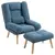 Buy Armchair with Footstool, 180° Recliner with Ottoman, Accent Chair and Footstool with 3-Position Adjustable Backrest and Wooden Legs for Living Room, Blue