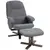 Buy Linen Swivel Recliner Chair with Footstool, Upholstered Reclining Armchair with Wooden Base for Living Room, Grey