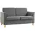 Buy Compact Loveseat Sofa, Modern 2 Seater Sofa for Living Room with Wood Legs and Armrests, Grey