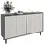 Buy Kitchen Sideboard Storage Cabinet for Living Room with Adjustable Shelves 4 Doors and Pine Wood Legs Black
