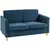 Buy Compact Loveseat Sofa, Modern 2 Seater Sofa for Living Room with Wood Legs and Armrests, Blue