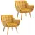 Buy Armchair Accent Chair, Vanity Chair with Wide Arms, Slanted Back, Padding, Metal Frame, Wooden Legs, Home Bedroom Furniture Seating, Set of 2, Yellow