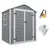 Buy 6'x4.5' Garden Storage Shed, Lockable Garden Shed with Double Doors, Window, Vent and Plastic Roof, Grey